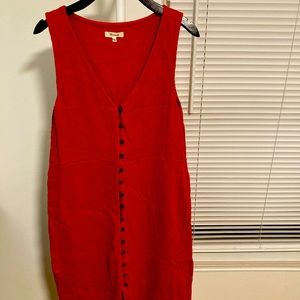 Madewell Ribbed V-Neck Button Midi Dress